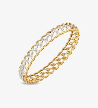 Exquisite Dual Jewel Diamond Bangles Rose Gold